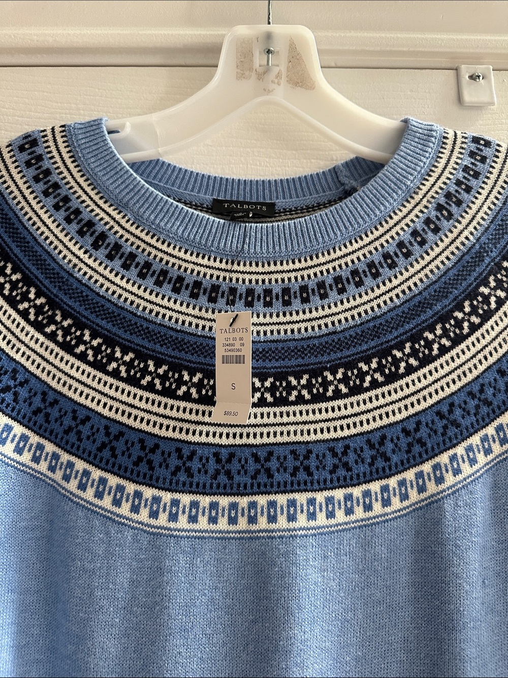 Talbots FAIR ISLE YOKE SWEATER NWT Blue Women’s Small Cabincore Autumn - Picture 4 of 9